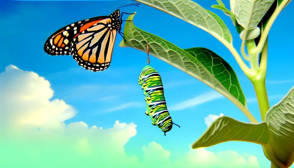 monarch caterpillar transforms butterfly