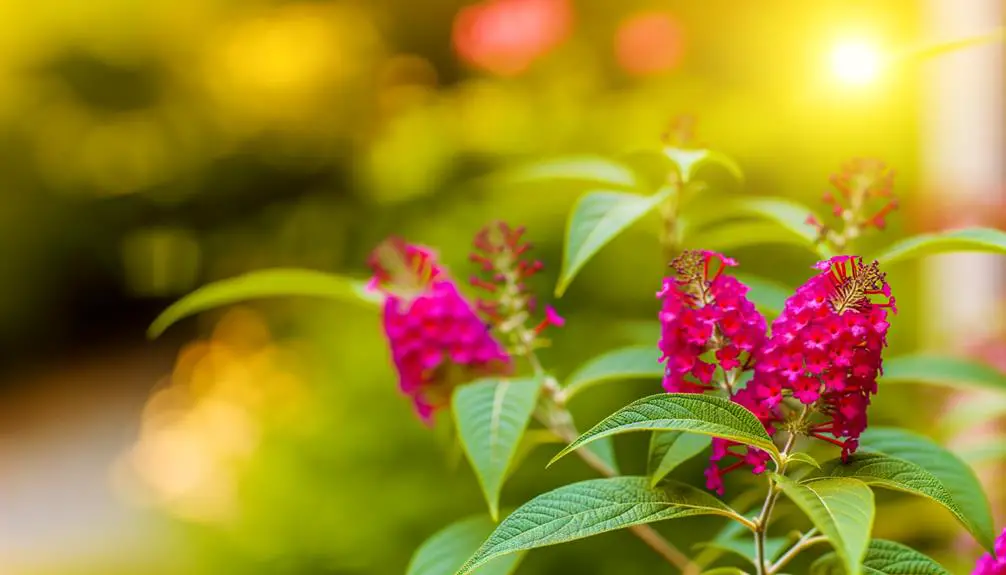 vibrant pink butterfly bushes